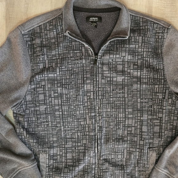 ALFANI - Geo Graphic Zip Front Knit Jacket -Grey -‎ Men’s Size Large - Picture 2 of 6